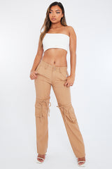 Camel Denim Cargo Trousers - Cindy