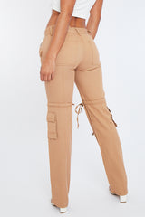 Camel Denim Cargo Trousers - Cindy