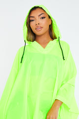Neon Green Shell Hooded Poncho - Riley