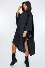 Black Shell Hooded Poncho - Riley