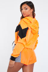 Orange Grey Shell Hooded Jacket & Shorts Set - Jettie