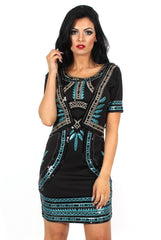 Kimi Black Sequin Short Sleeve Dress-Dresses