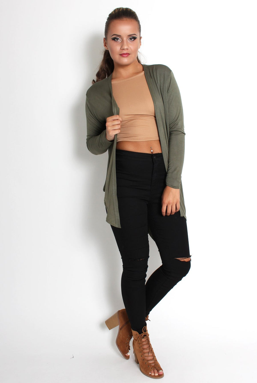 Kimmy Khaki Asymmetric Jacket-Jackets