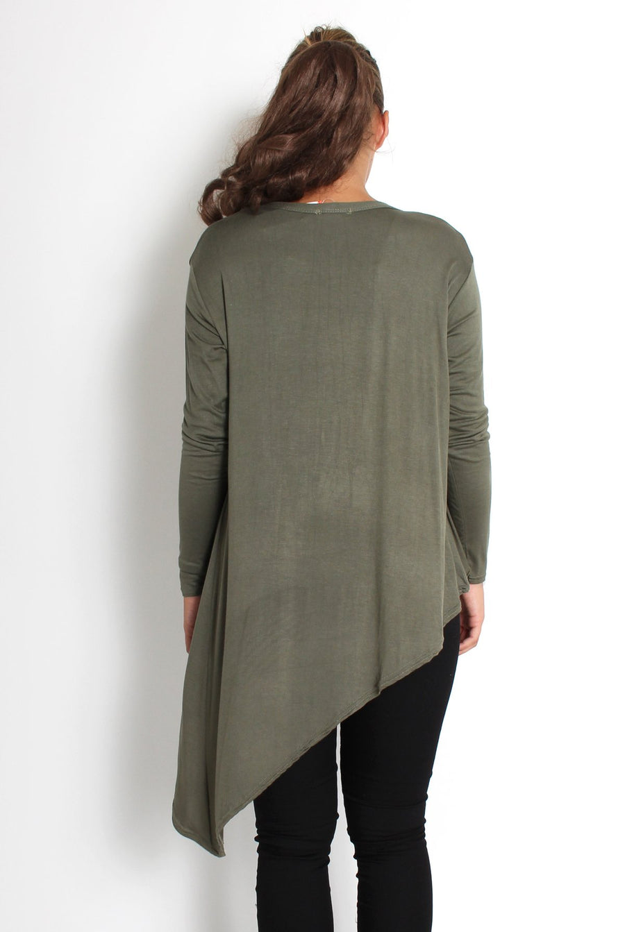 Kimmy Khaki Asymmetric Jacket-Jackets