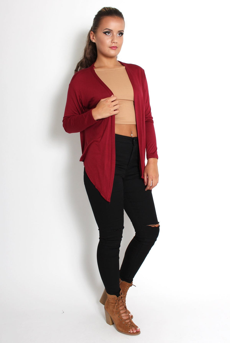 Kimmy Wine Asymmetric Jacket-Jackets