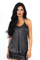 Kimora Black Tie Neck Top-Tops