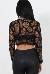 Kira Black Burn Out Crop Top-Crop Tops