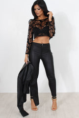 Kira Black Burn Out Crop Top-Crop Tops
