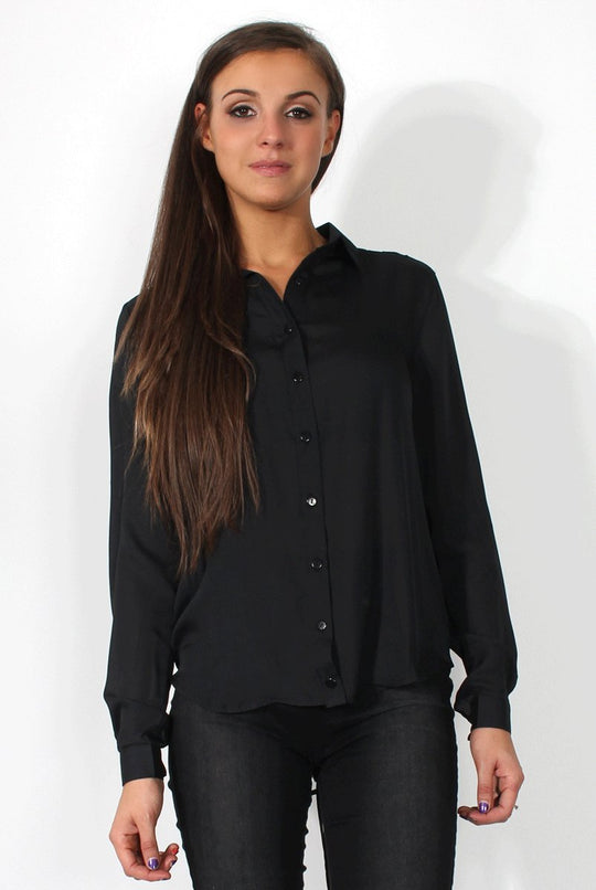 Kira Black Tie Back Shirt