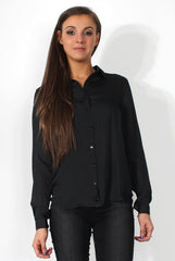 Kira Black Tie Back Shirt-Shirts