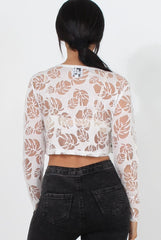 Kira White Burn Out Crop Top-Crop Tops