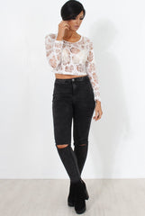 Kira White Burn Out Crop Top-Crop Tops