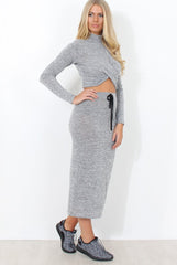 Kori Grey Crop Loungewear Set-Loungewear