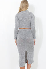 Kori Grey Crop Loungewear Set-Loungewear