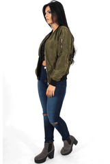 Kris Khaki Bomber Jacket-Jackets