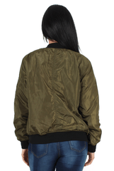 Kris Khaki Bomber Jacket-Jackets