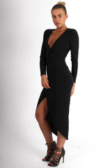 Kristen Black Ruched Front Dress-Dresses