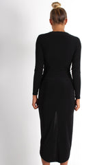 Kristen Black Ruched Front Dress-Dresses