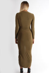 Kristen Khaki Ruched Front Dress-Dresses