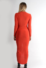 Kristen Orange Ruched Front Dress-Dresses
