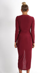 Kristen Wine Ruched Front Dress-Dresses