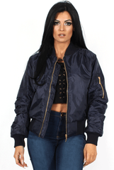 Kylie Blue Zip Front Bomber Jacket-Jackets