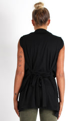Lacie Black Sleeveless Jacket-Jackets