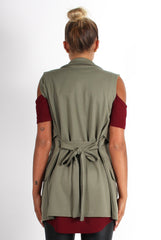 Lacie Khaki Sleeveless Jacket-Jackets