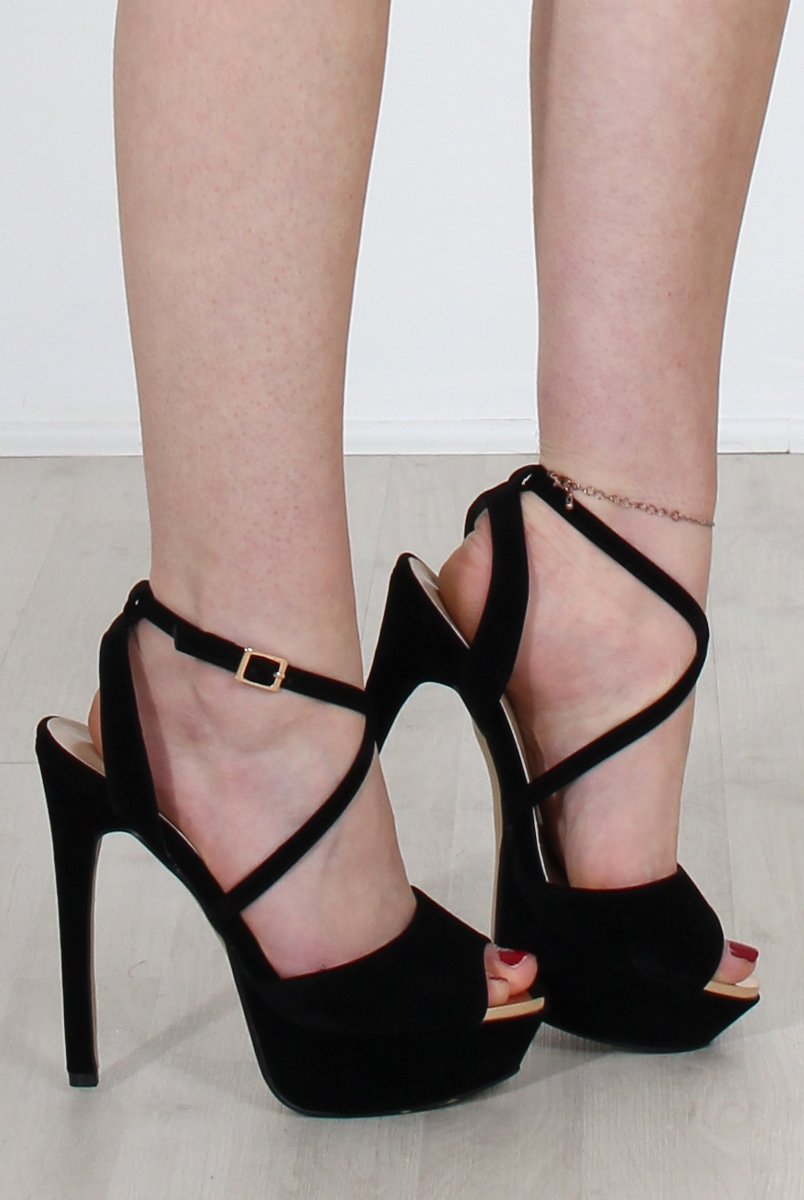 Lane Black Suede High Heels-Heels