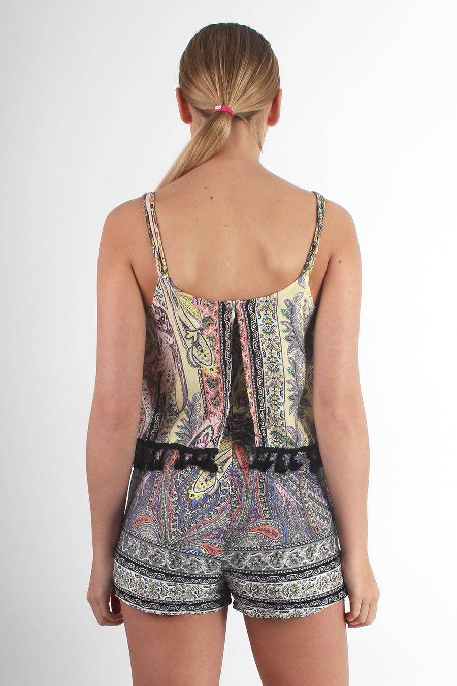 Laney Paisley Tassel Playsuit-Playsuits