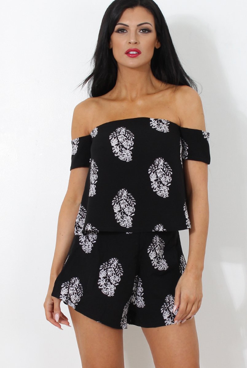 Lara Black Off The Shoulder Two Piece-Co-ords