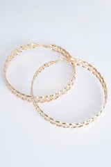 Large Chain Gold Hoop Earrings - Adalena-Accessories