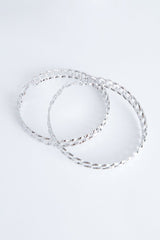 Large Chain Silver Hoop Earrings - Adaleah-Accessories
