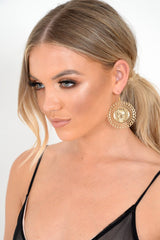 Large Gold Medallion Earrings - Izna-Jewellery