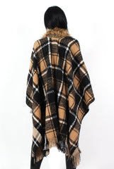 Latoya Beige Faux Fur Trimmed Cape-Dresses