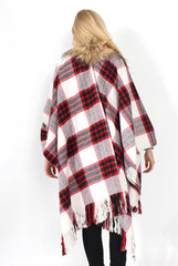 Latoya Red Faux Fur Trimmed Cape-Dresses