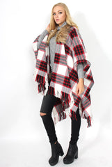 Latoya Red Faux Fur Trimmed Cape-Dresses