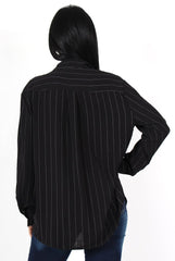 Laura Black and White Striped Shirt-Shirts