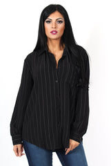 Laura Black and White Striped Shirt-Shirts