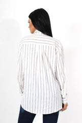 Laura White and Black Striped Shirt-Shirts