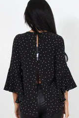 Laurel Black And White Polka Dots Top-Tops