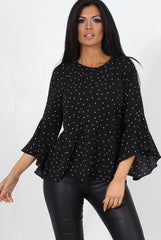 Laurel Black And White Polka Dots Top-Tops