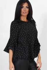 Laurel Black And White Polka Dots Top-Tops