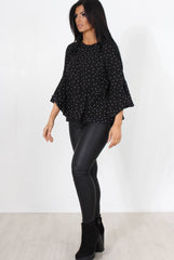 Laurel Black And White Polka Dots Top-Tops