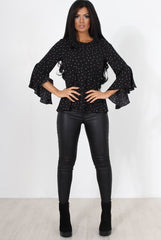 Laurel Black And White Polka Dots Top-Tops