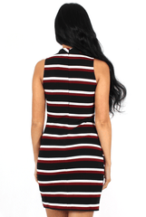 Laurel Black Striped Sleeveless Dress-Dresses