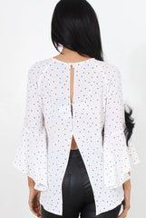 Laurel White And Black Polka Dots Top-Tops