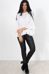 Laurel White And Black Polka Dots Top-Tops