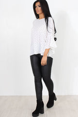 Laurel White And Black Polka Dots Top-Tops