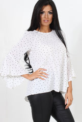 Laurel White And Black Polka Dots Top-Tops